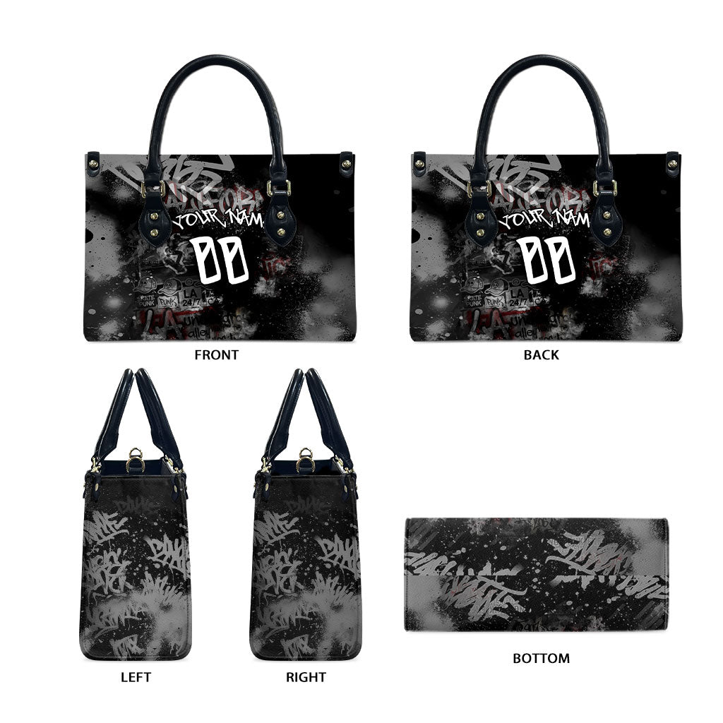 Personalized California West Coast Graffiti Leather Bag Urban Los Angeles Street Art - Hollywood LAX