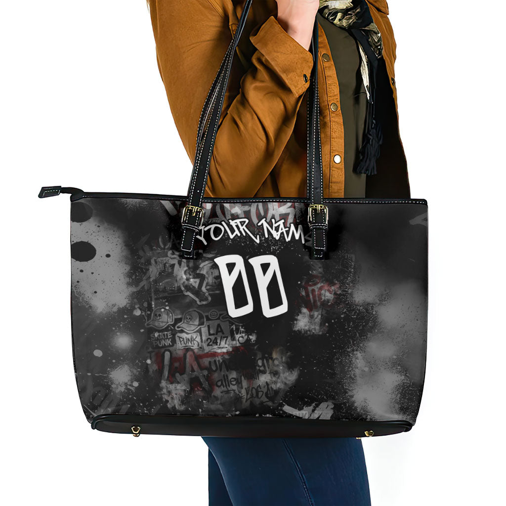 Personalized California West Coast Graffiti Leather Tote Bag Urban Los Angeles Street Art - Hollywood LAX