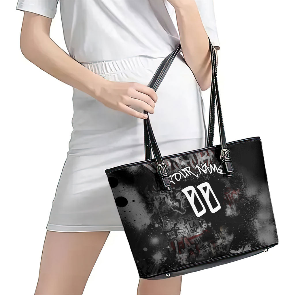 Personalized California West Coast Graffiti Leather Tote Bag Urban Los Angeles Street Art - Hollywood LAX