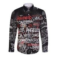 Personalized California West Coast Graffiti Long Sleeve Button Shirt Urban Los Angeles Street Art - Hollywood LAX