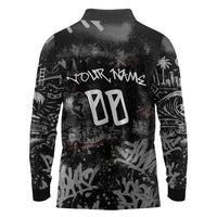 Personalized California West Coast Graffiti Long Sleeve Polo Shirt Urban Los Angeles Street Art - Hollywood LAX