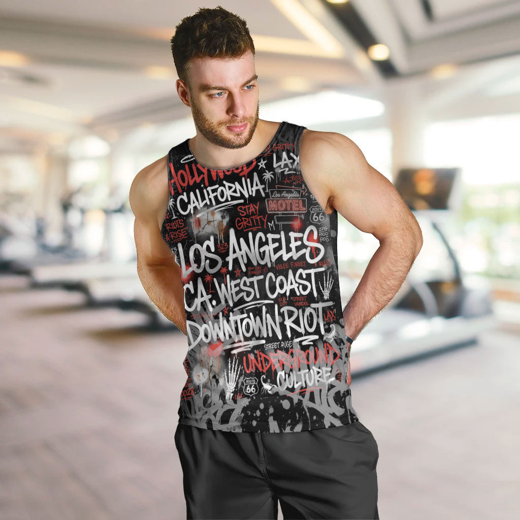 Personalized California West Coast Graffiti Men Tank Top Urban Los Angeles Street Art - Hollywood LAX