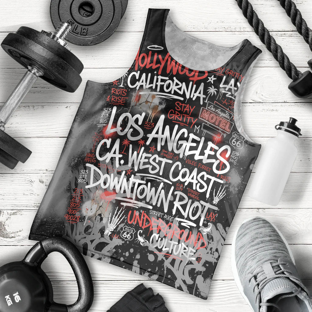Personalized California West Coast Graffiti Men Tank Top Urban Los Angeles Street Art - Hollywood LAX