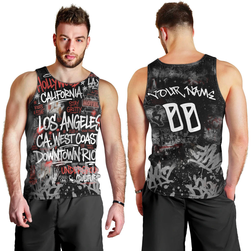 Personalized California West Coast Graffiti Men Tank Top Urban Los Angeles Street Art - Hollywood LAX
