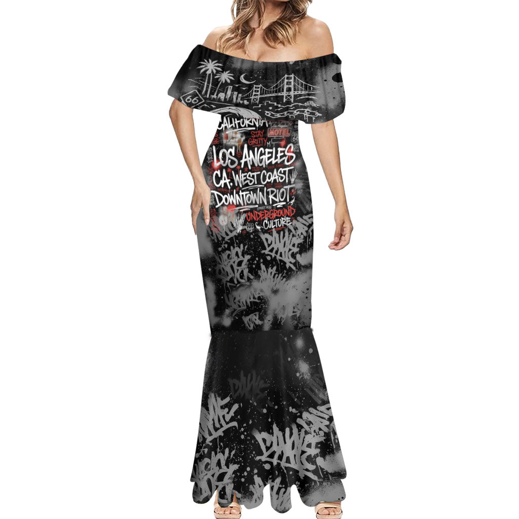 Personalized California West Coast Graffiti Mermaid Dress Urban Los Angeles Street Art - Hollywood LAX