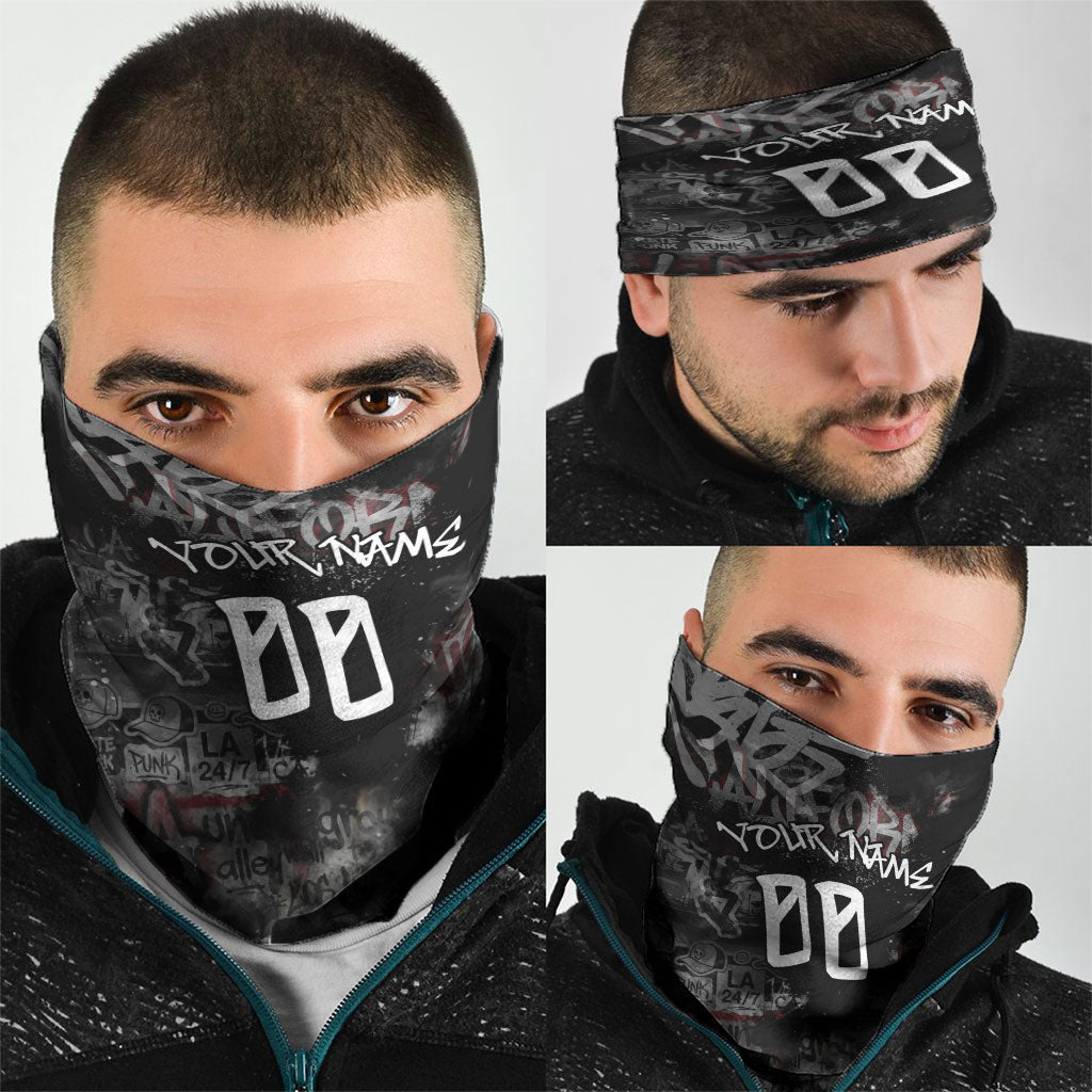 Personalized California West Coast Graffiti Neck Gaiter Urban Los Angeles Street Art - Hollywood LAX
