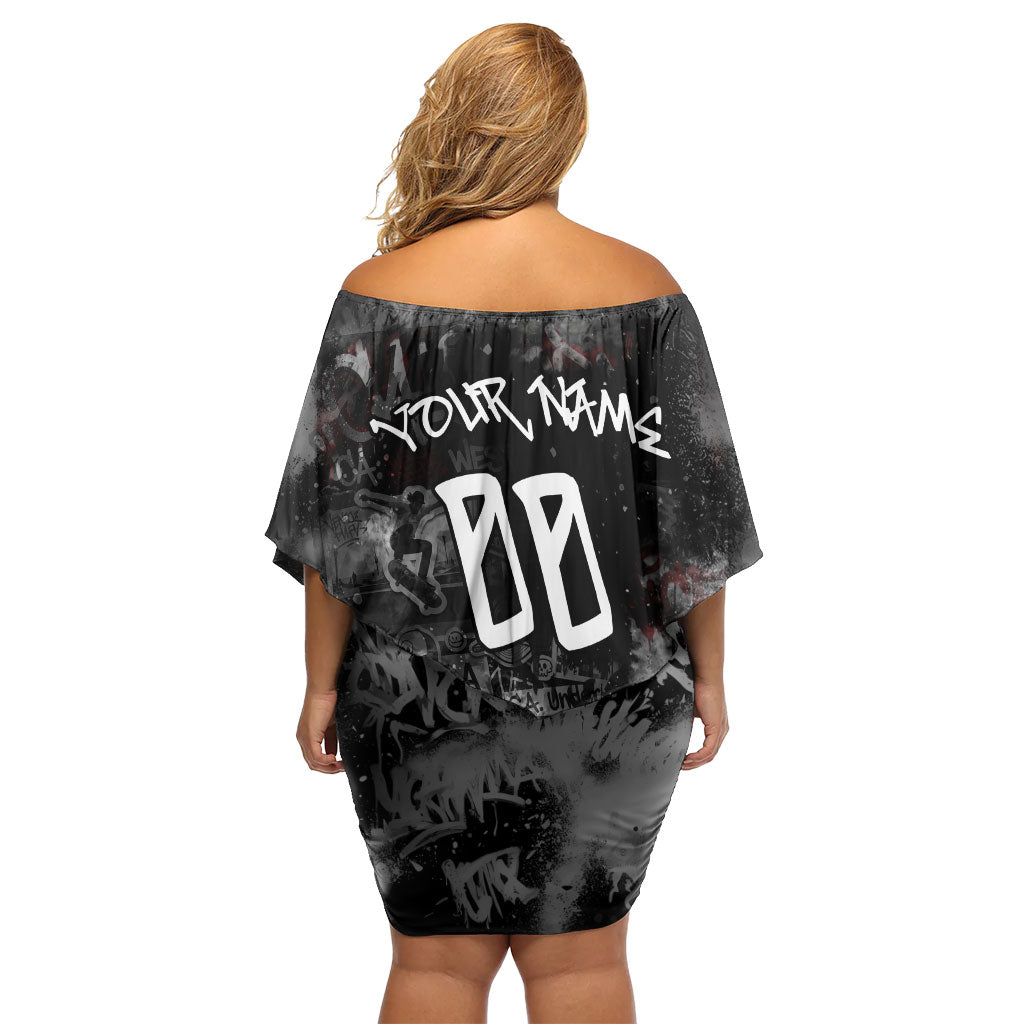 Personalized California West Coast Graffiti Off Shoulder Short Dress Urban Los Angeles Street Art - Hollywood LAX
