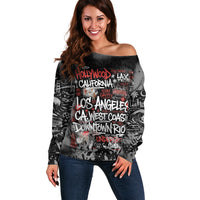 Personalized California West Coast Graffiti Off Shoulder Sweater Urban Los Angeles Street Art - Hollywood LAX