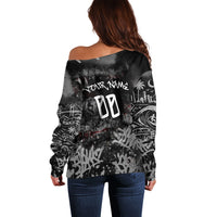 Personalized California West Coast Graffiti Off Shoulder Sweater Urban Los Angeles Street Art - Hollywood LAX