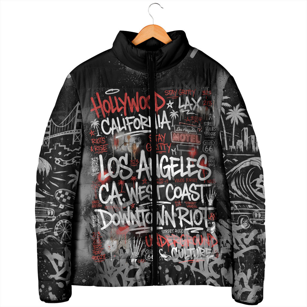 Personalized California West Coast Graffiti Padded Jacket Urban Los Angeles Street Art - Hollywood LAX