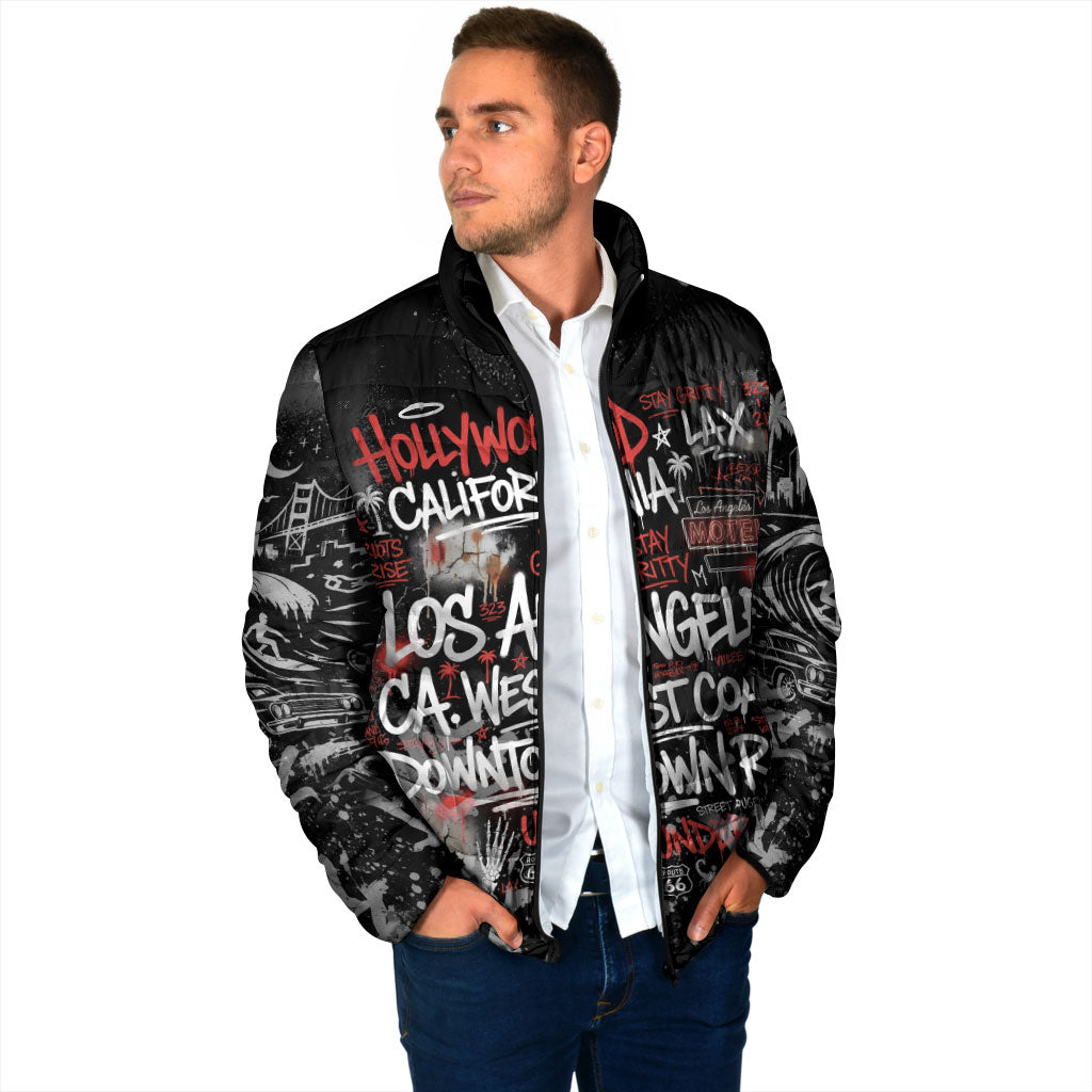 Personalized California West Coast Graffiti Padded Jacket Urban Los Angeles Street Art - Hollywood LAX