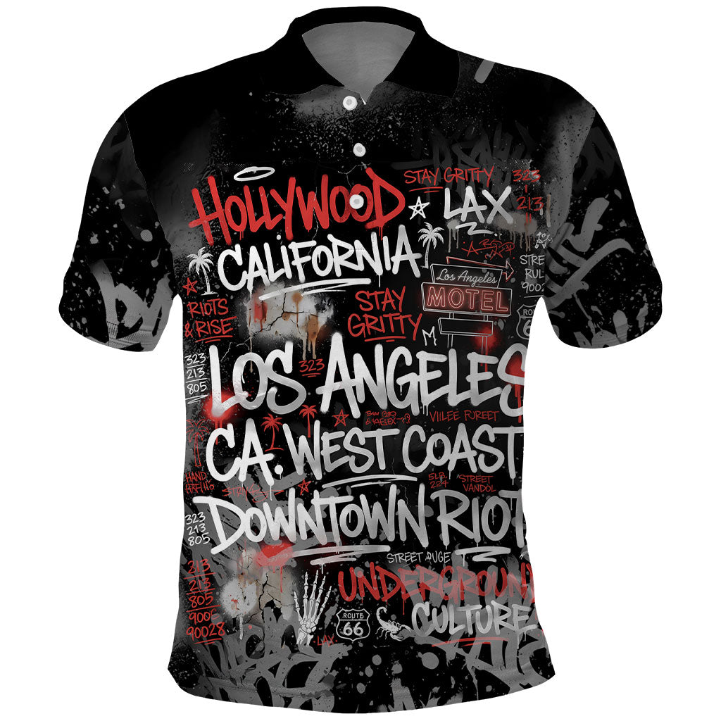Personalized California West Coast Graffiti Polo Shirt Urban Los Angeles Street Art - Hollywood LAX