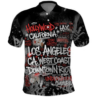 Personalized California West Coast Graffiti Polo Shirt Urban Los Angeles Street Art - Hollywood LAX