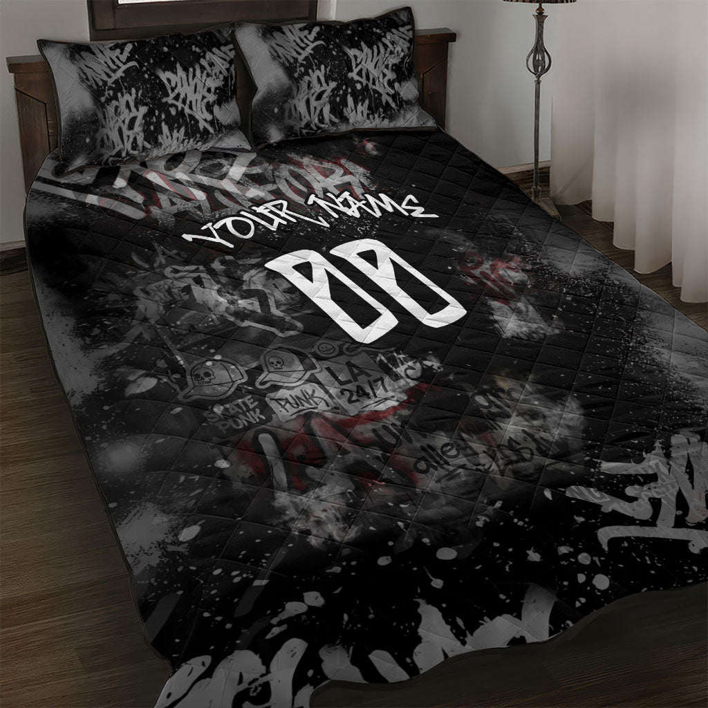 Personalized California West Coast Graffiti Quilt Bed Set Urban Los Angeles Street Art - Hollywood LAX