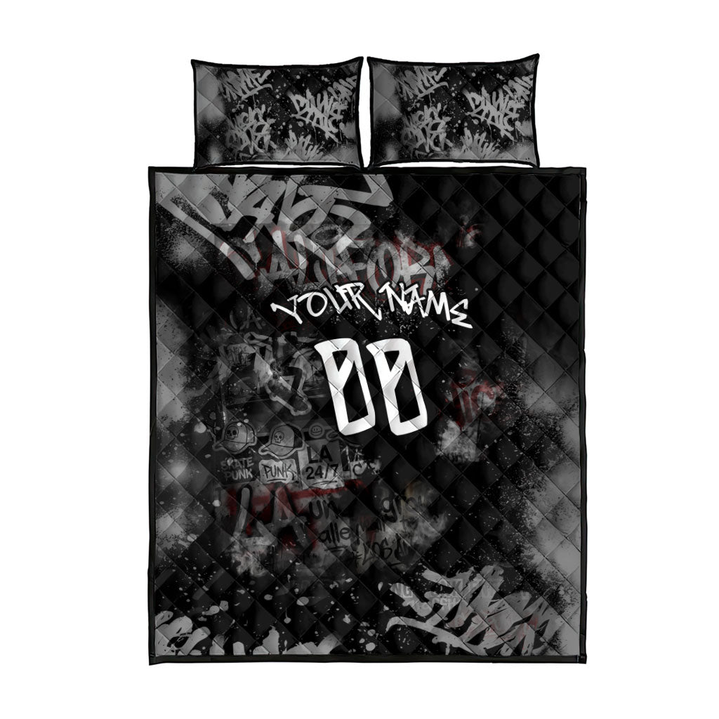 Personalized California West Coast Graffiti Quilt Bed Set Urban Los Angeles Street Art - Hollywood LAX