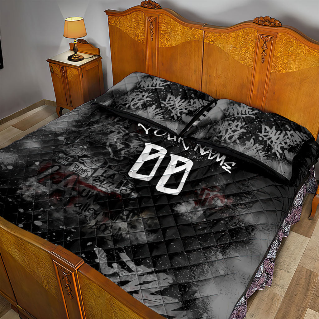 Personalized California West Coast Graffiti Quilt Bed Set Urban Los Angeles Street Art - Hollywood LAX