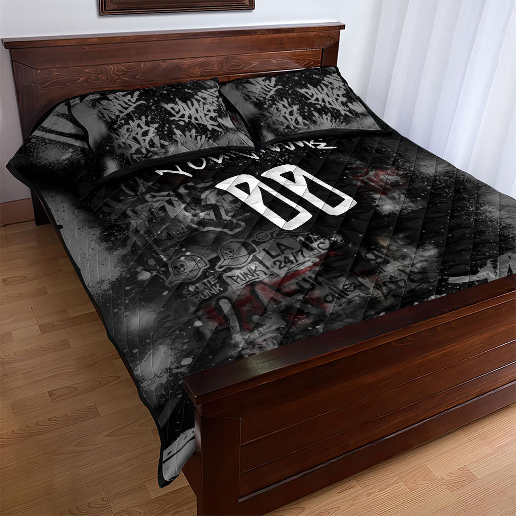 Personalized California West Coast Graffiti Quilt Bed Set Urban Los Angeles Street Art - Hollywood LAX