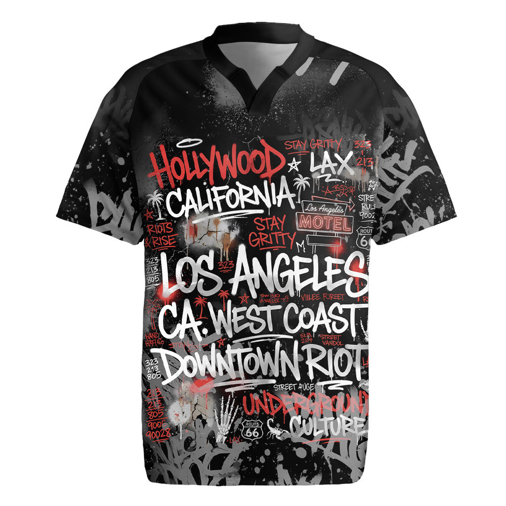 Personalized California West Coast Graffiti Rugby Jersey Urban Los Angeles Street Art - Hollywood LAX