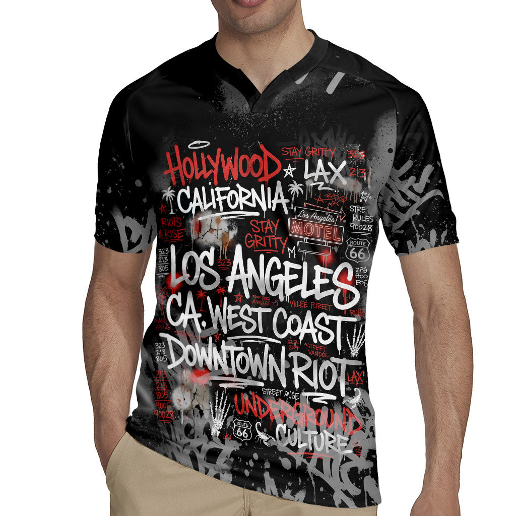 Personalized California West Coast Graffiti Rugby Jersey Urban Los Angeles Street Art - Hollywood LAX