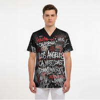 Personalized California West Coast Graffiti Scrub Top Urban Los Angeles Street Art - Hollywood LAX