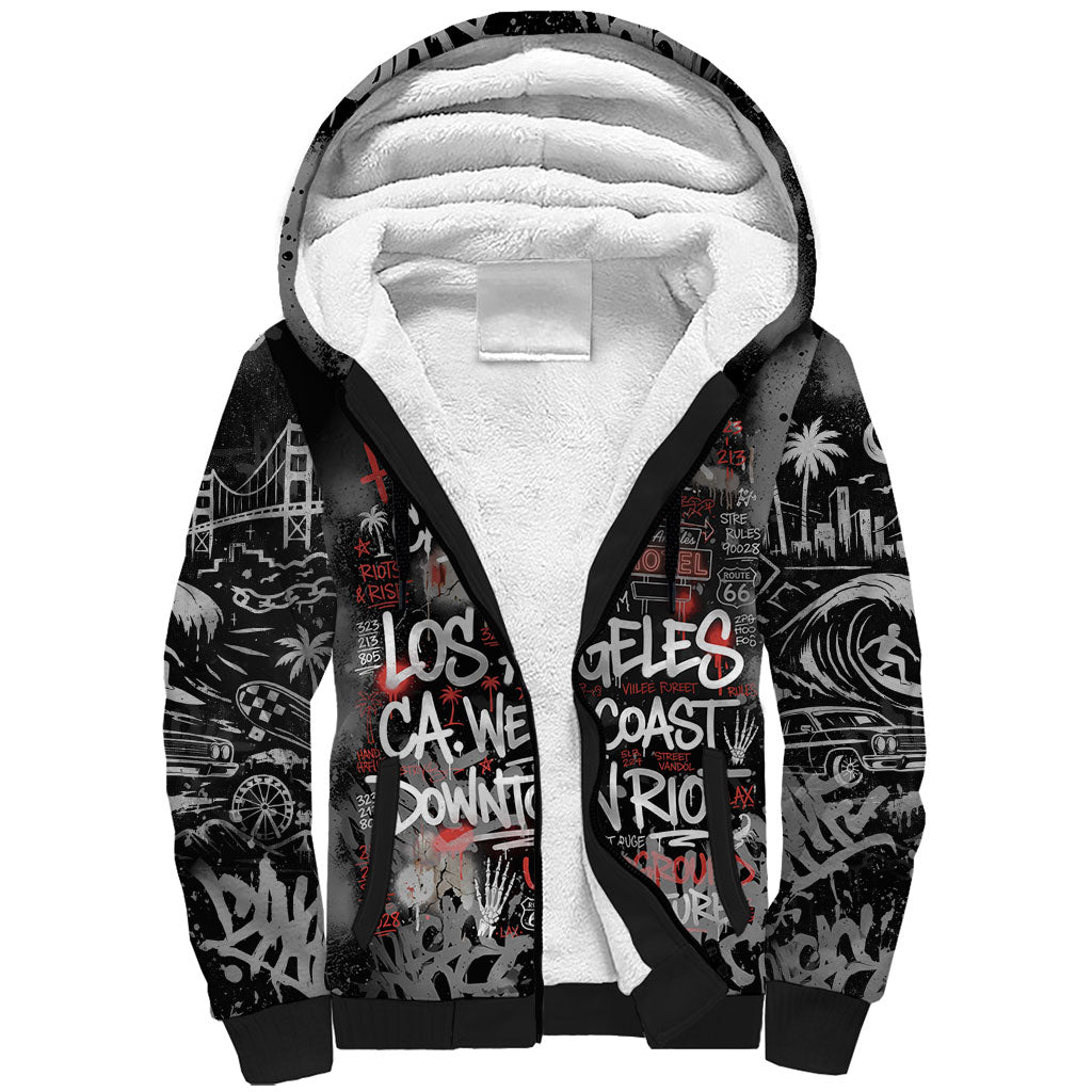Personalized California West Coast Graffiti Sherpa Hoodie Urban Los Angeles Street Art - Hollywood LAX