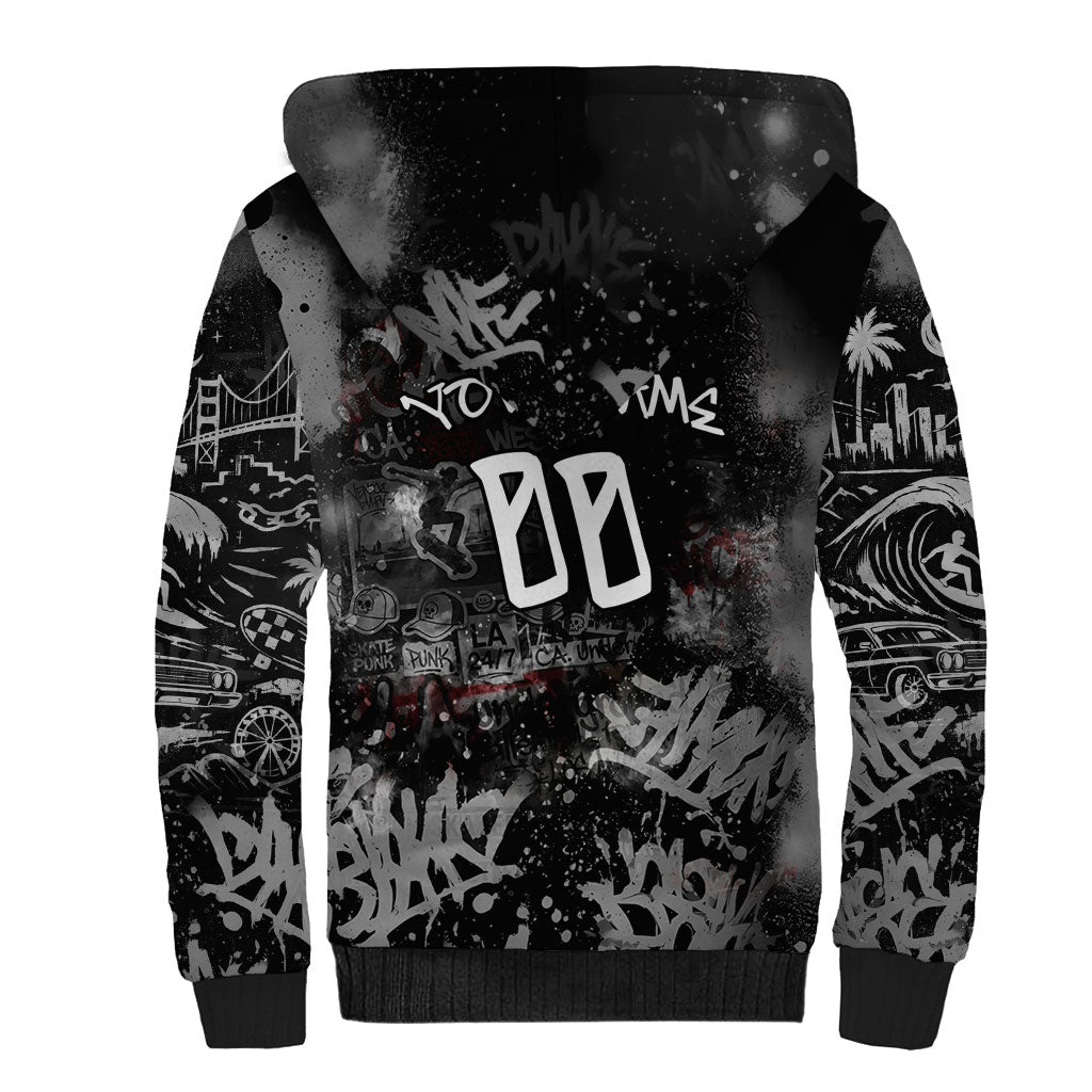 Personalized California West Coast Graffiti Sherpa Hoodie Urban Los Angeles Street Art - Hollywood LAX