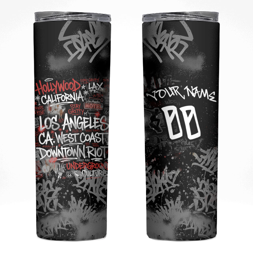 Personalized California West Coast Graffiti Skinny Tumbler Urban Los Angeles Street Art - Hollywood LAX