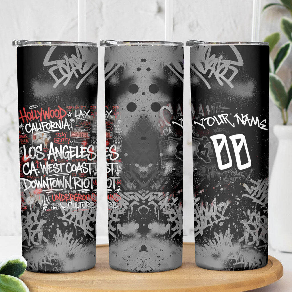 Personalized California West Coast Graffiti Skinny Tumbler Urban Los Angeles Street Art - Hollywood LAX