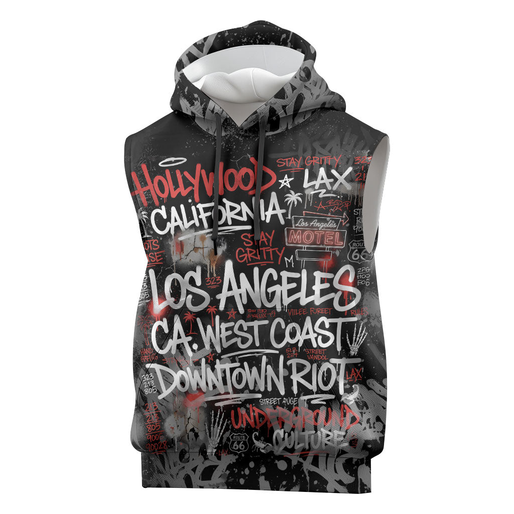 Personalized California West Coast Graffiti Sleeveless Hoodie Urban Los Angeles Street Art - Hollywood LAX