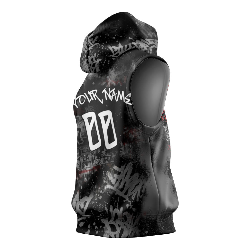 Personalized California West Coast Graffiti Sleeveless Hoodie Urban Los Angeles Street Art - Hollywood LAX