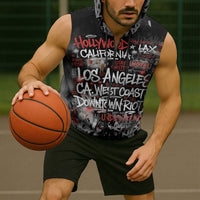 Personalized California West Coast Graffiti Sleeveless Zip Hoodie Urban Los Angeles Street Art - Hollywood LAX