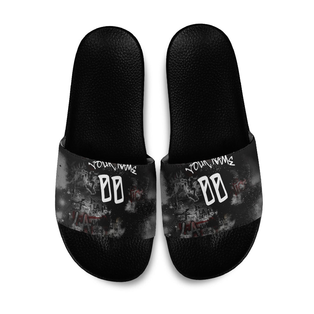 Personalized California West Coast Graffiti Slide Sandals Urban Los Angeles Street Art - Hollywood LAX