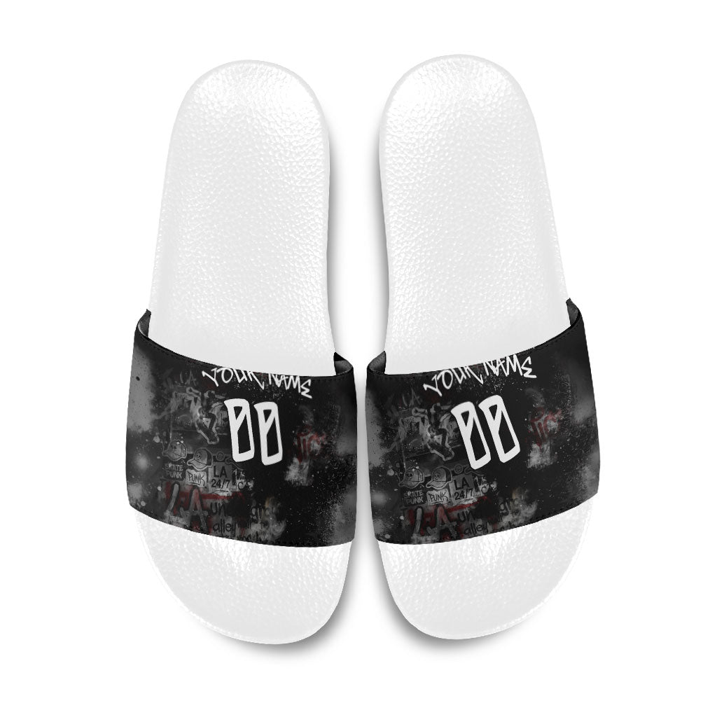 Personalized California West Coast Graffiti Slide Sandals Urban Los Angeles Street Art - Hollywood LAX