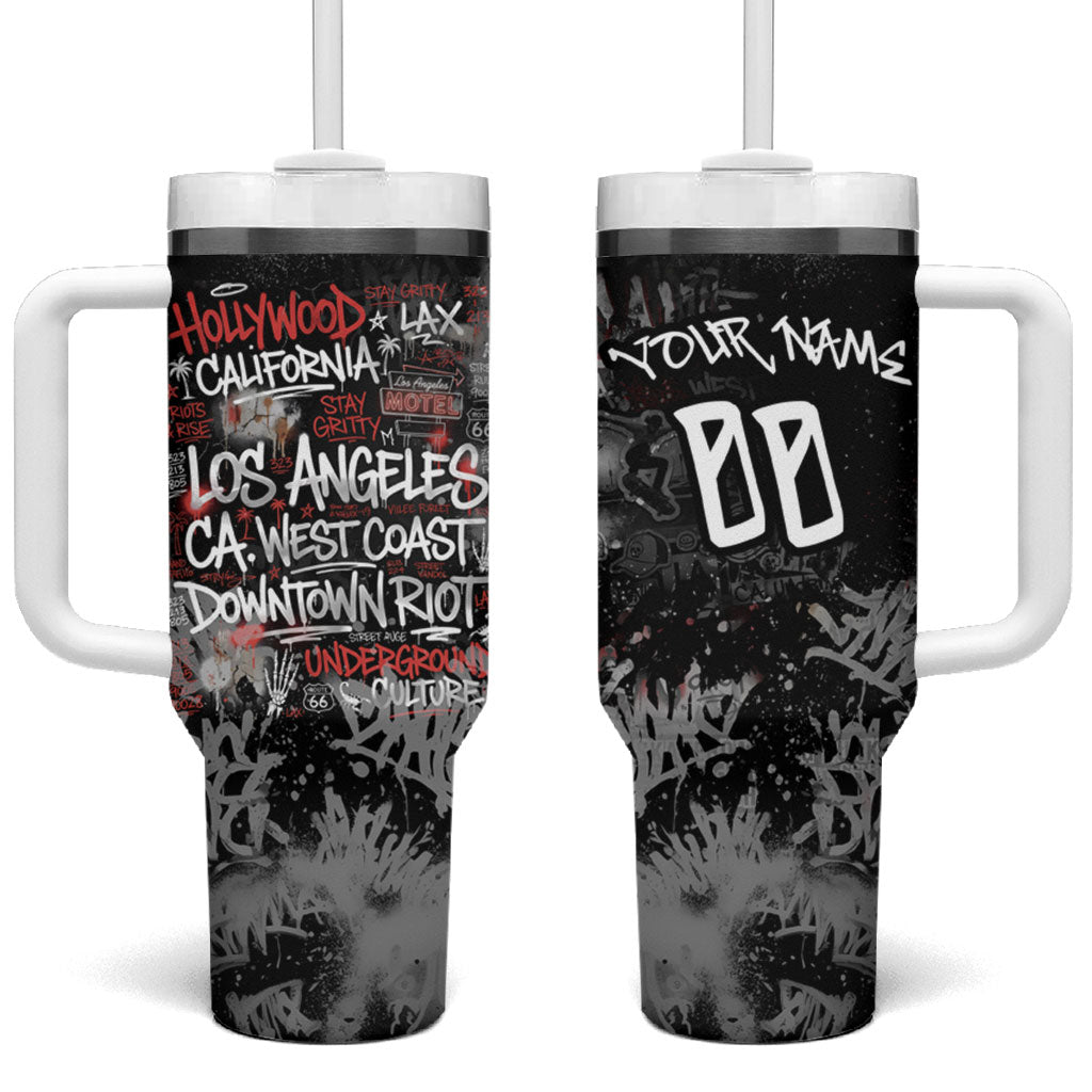 Personalized California West Coast Graffiti Tumbler With Handle Urban Los Angeles Street Art - Hollywood LAX