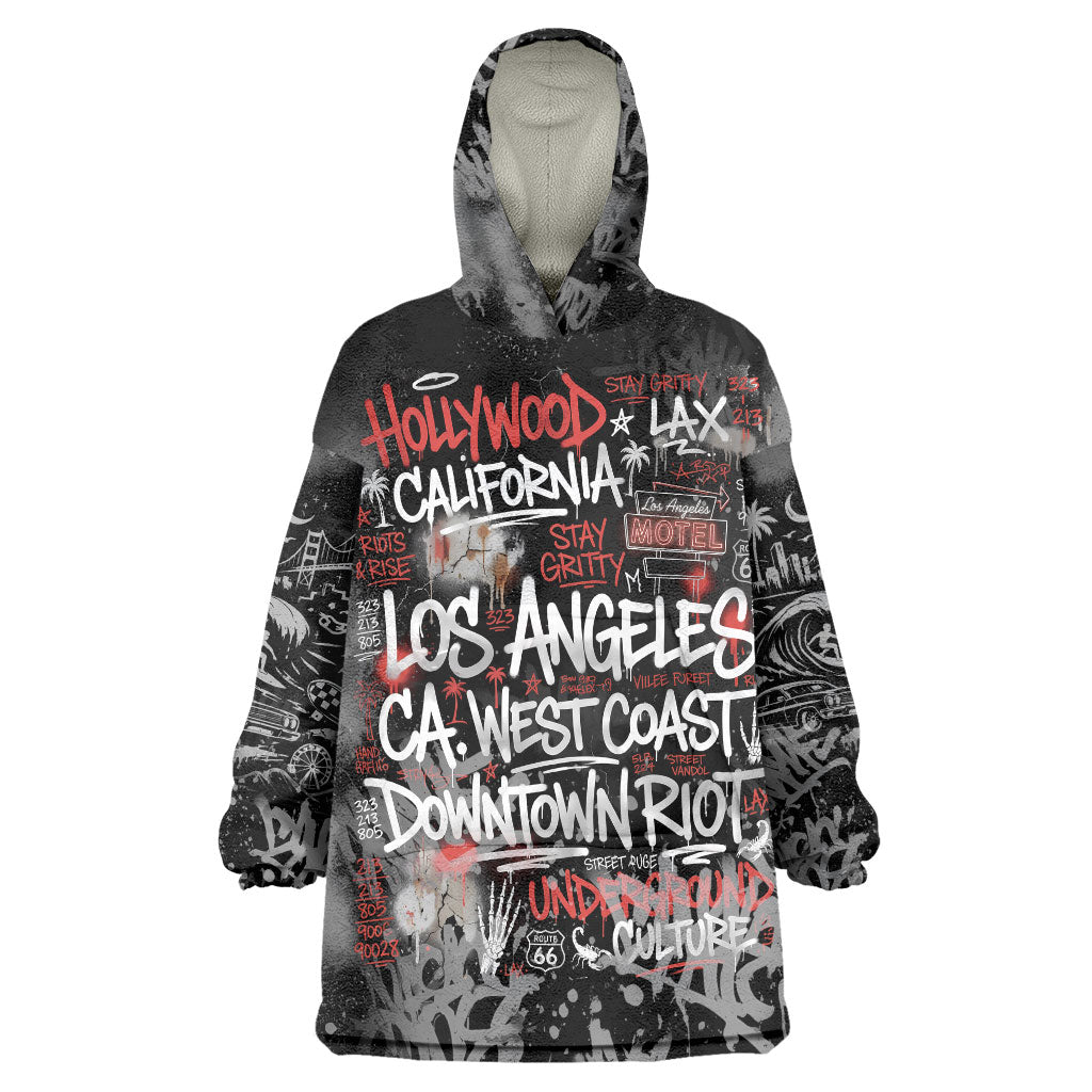 Personalized California West Coast Graffiti Wearable Blanket Hoodie Urban Los Angeles Street Art - Hollywood LAX