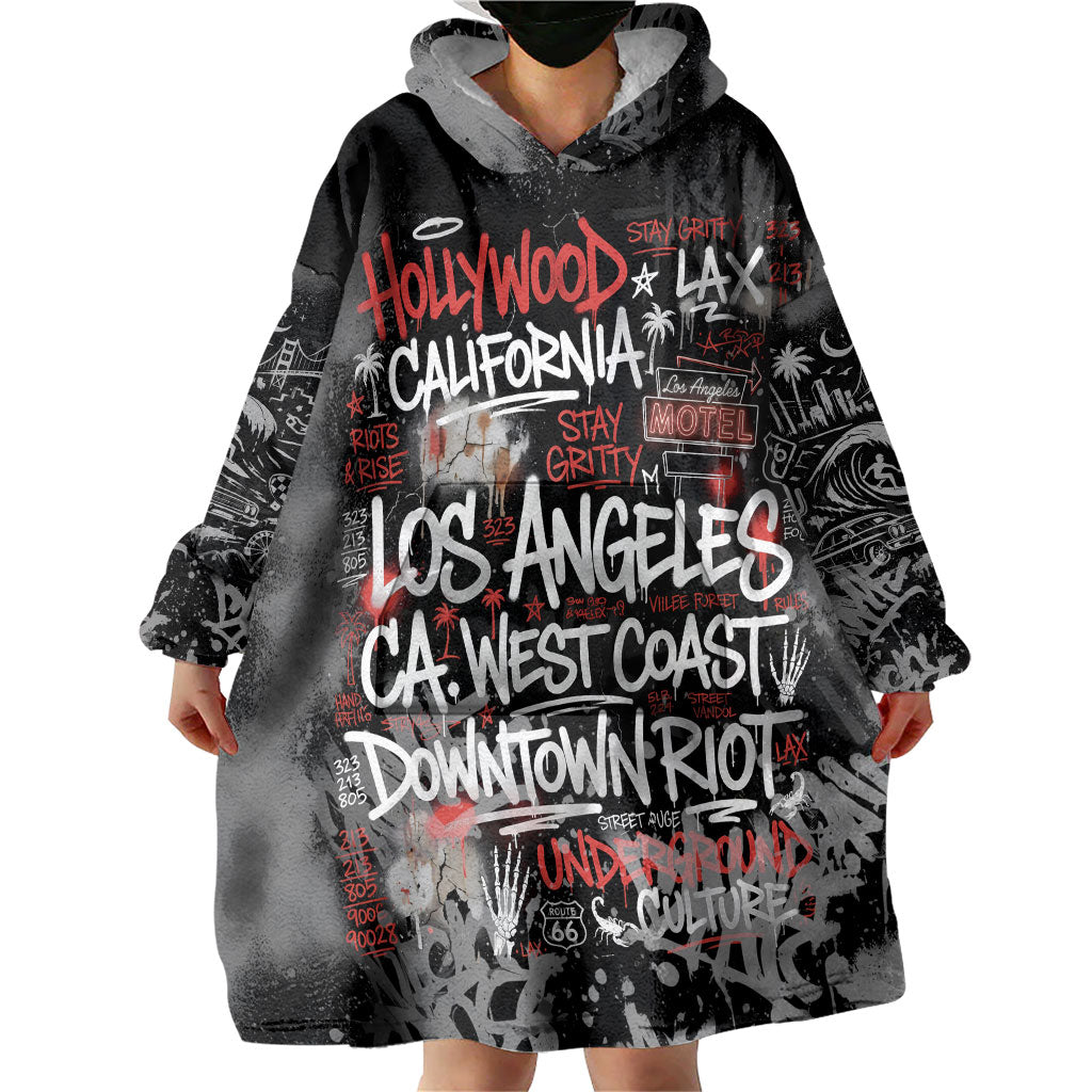 Personalized California West Coast Graffiti Wearable Blanket Hoodie Urban Los Angeles Street Art - Hollywood LAX