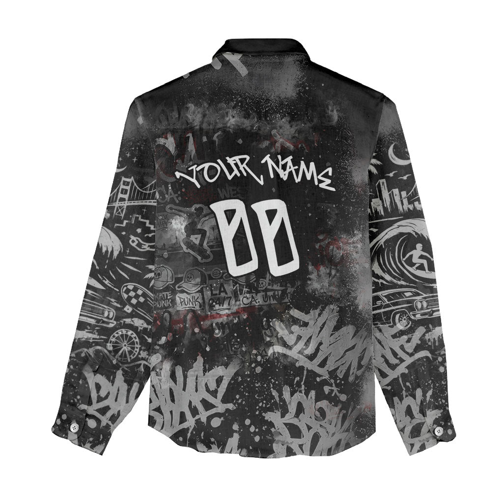 Personalized California West Coast Graffiti Women Casual Shirt Urban Los Angeles Street Art - Hollywood LAX