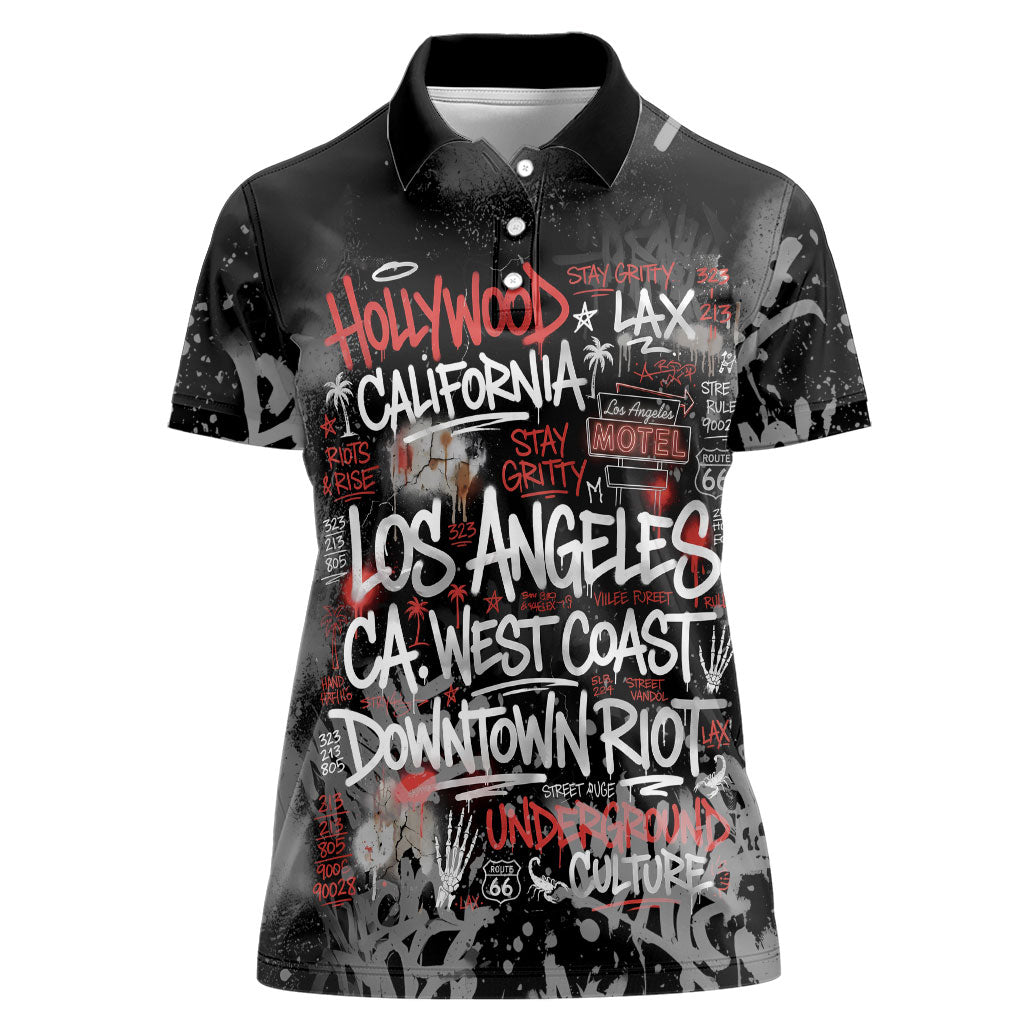Personalized California West Coast Graffiti Women Polo Shirt Urban Los Angeles Street Art - Hollywood LAX