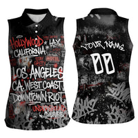Personalized California West Coast Graffiti Women Sleeveless Polo Shirt Urban Los Angeles Street Art - Hollywood LAX