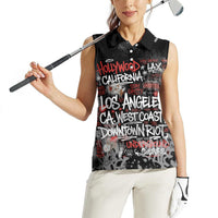 Personalized California West Coast Graffiti Women Sleeveless Polo Shirt Urban Los Angeles Street Art - Hollywood LAX