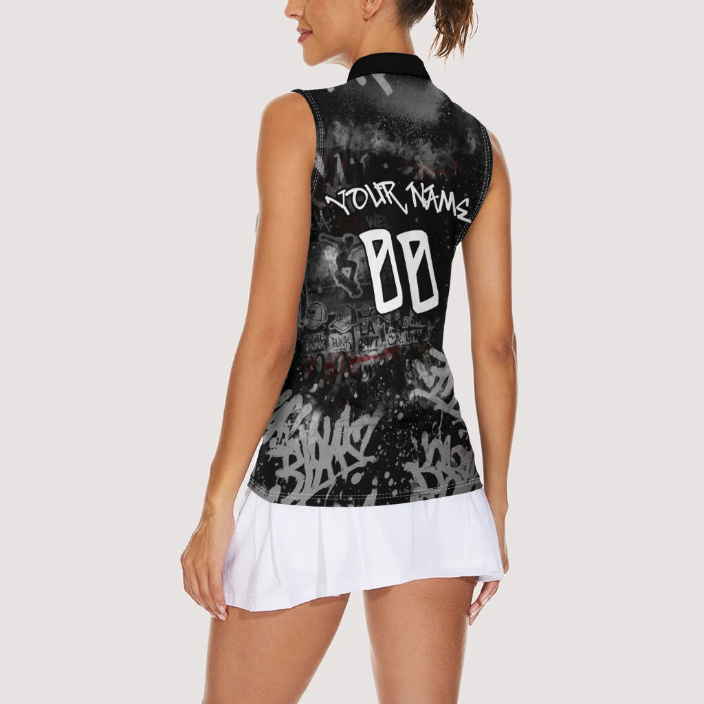 Personalized California West Coast Graffiti Women Sleeveless Polo Shirt Urban Los Angeles Street Art - Hollywood LAX