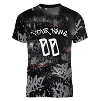 Personalized California West Coast Graffiti Women V-Neck T-Shirt Urban Los Angeles Street Art - Hollywood LAX