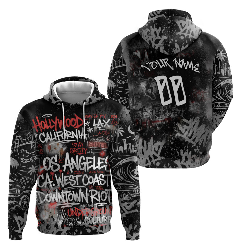 Personalized California West Coast Graffiti Zip Hoodie Urban Los Angeles Street Art - Hollywood LAX