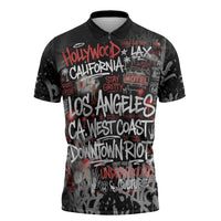 Personalized California West Coast Graffiti Zipper Polo Shirt Urban Los Angeles Street Art - Hollywood LAX