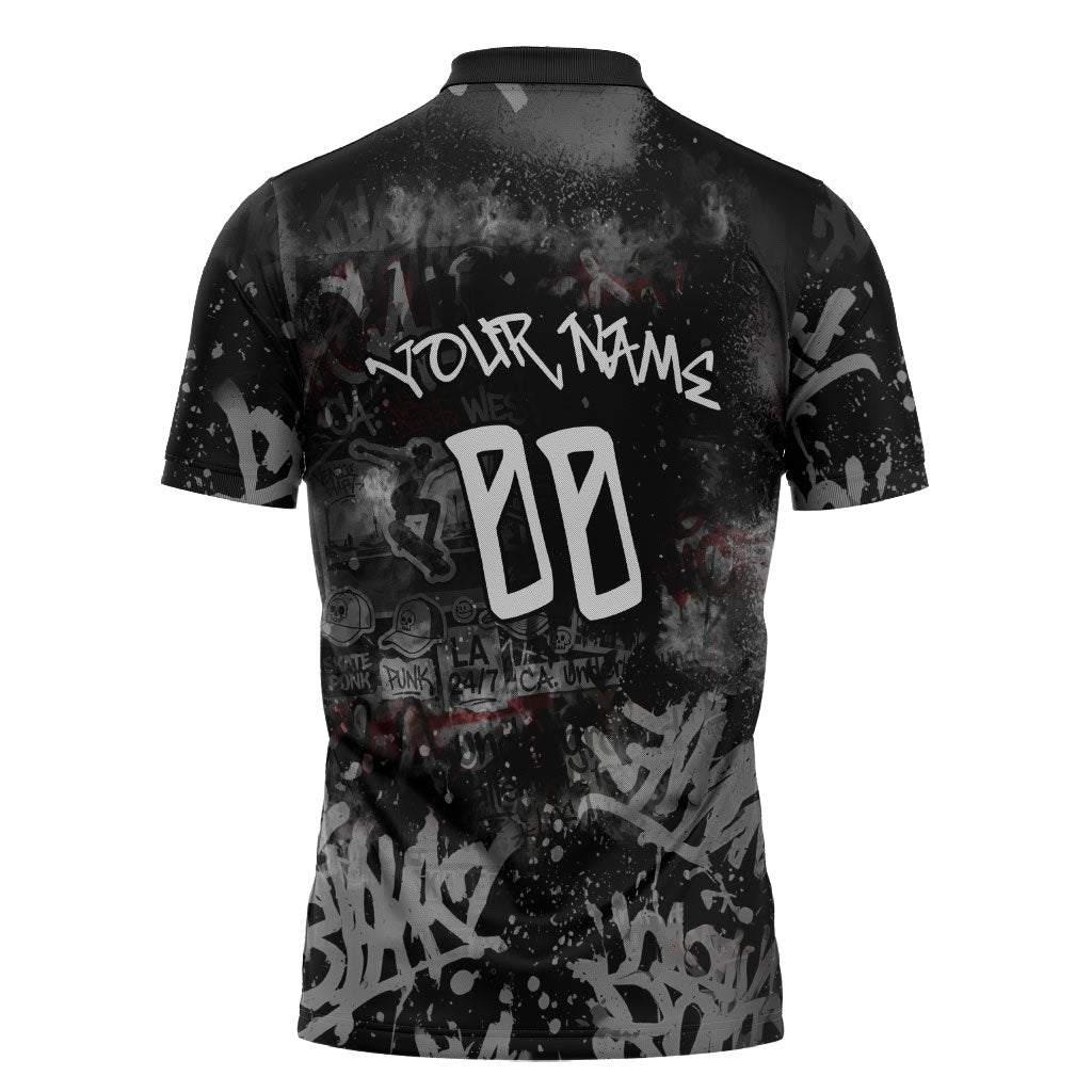Personalized California West Coast Graffiti Zipper Polo Shirt Urban Los Angeles Street Art - Hollywood LAX