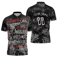 Personalized California West Coast Graffiti Zipper Polo Shirt Urban Los Angeles Street Art - Hollywood LAX