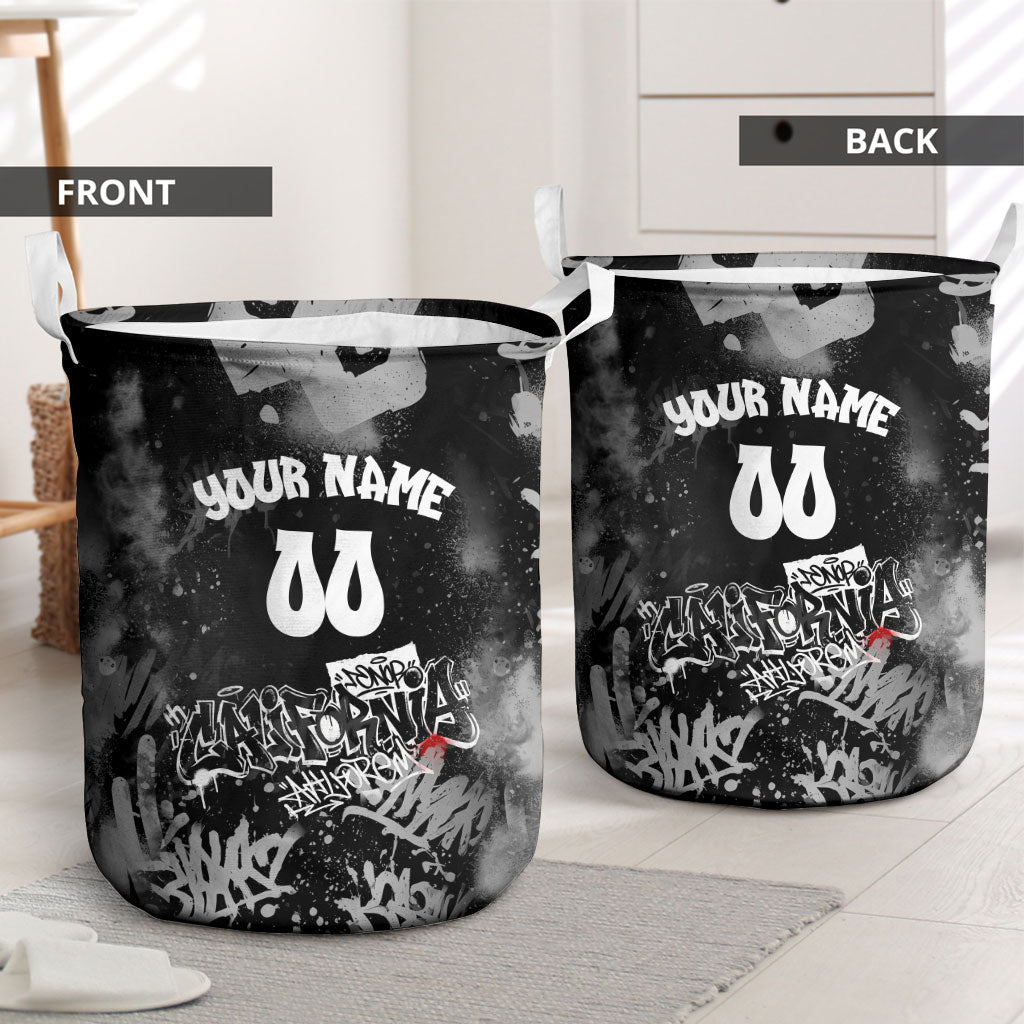Personalized California Street Graffiti Laundry Basket Monochrome Urban Streetwear - Phoenix Bird - West Coast Riot