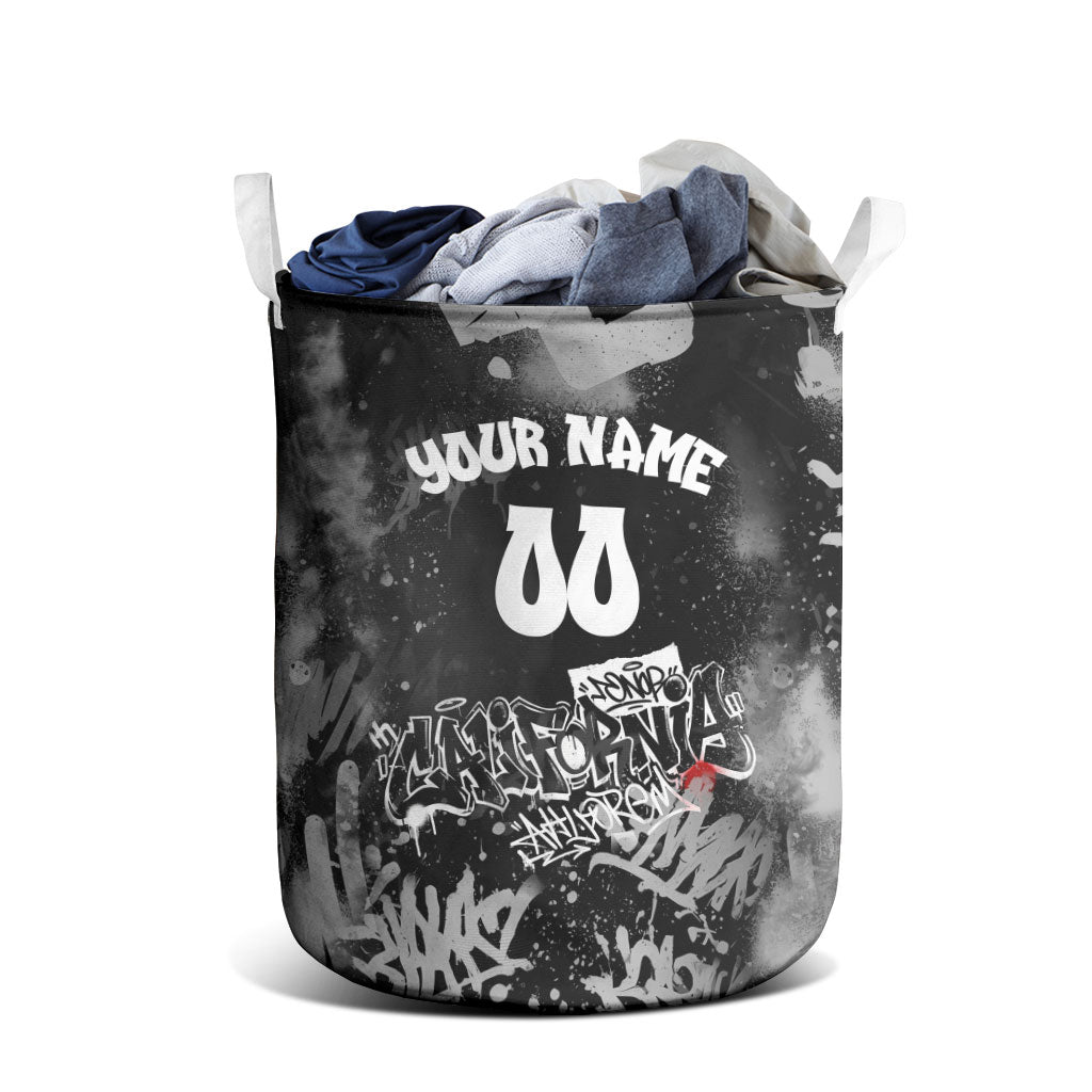 Personalized California Street Graffiti Laundry Basket Monochrome Urban Streetwear - Phoenix Bird - West Coast Riot