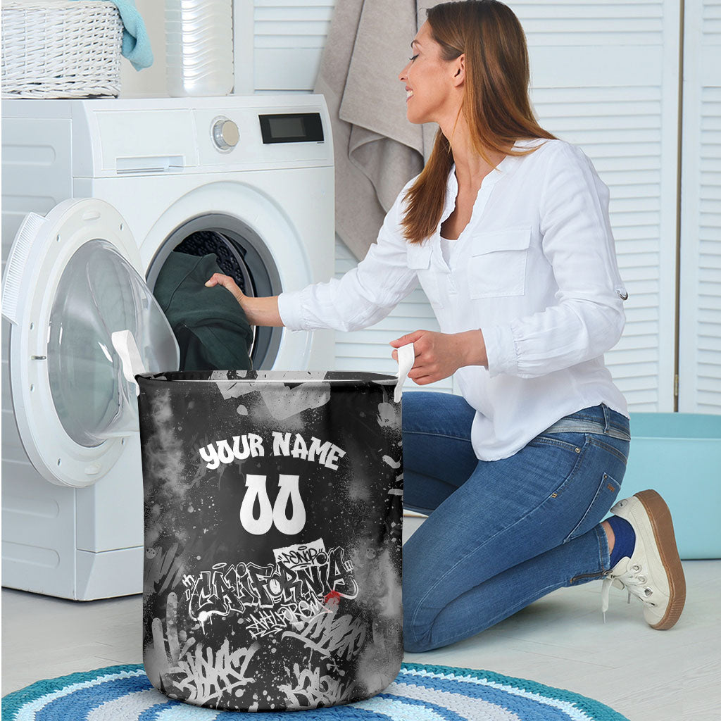 Personalized California Street Graffiti Laundry Basket Monochrome Urban Streetwear - Phoenix Bird - West Coast Riot