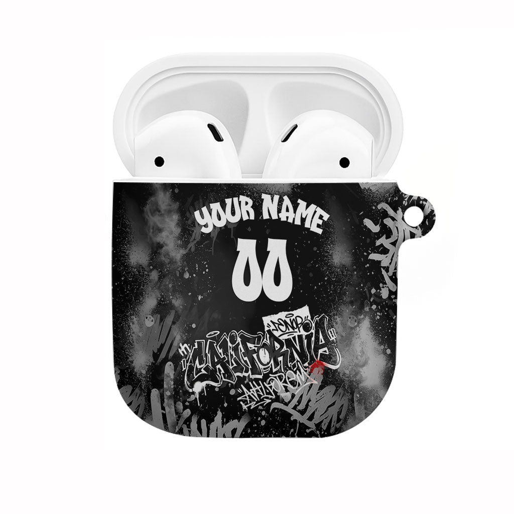 Personalized California Street Graffiti AirPods Case Monochrome Urban Streetwear - Phoenix Bird - West Coast Riot